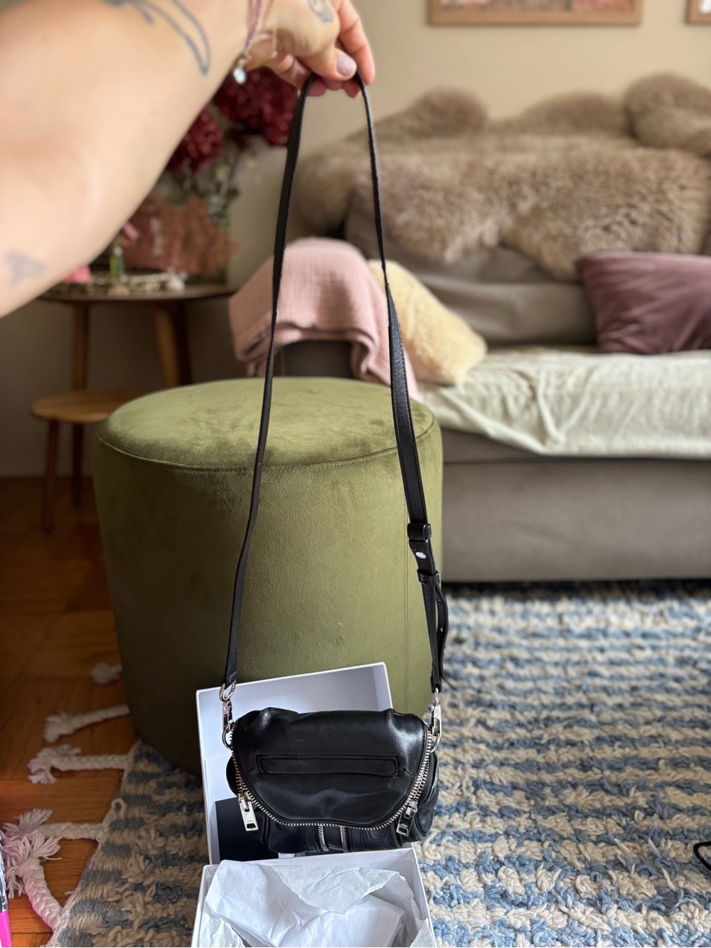 Alexander Wang Black Leather Crossbody Mini Bag with Silver Hardware - Picture 2 of 10